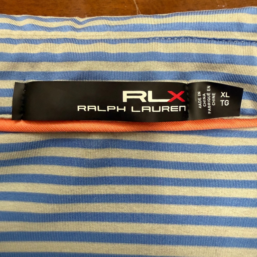 RLX Ralph Lauren Polo Shirt Mens XL Blue Striped 2018 US Open Shinnecock Hills - Picture 4 of 9